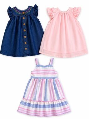 3T Toddler Girl Dresses Bundle | Pink, Denim & Striped | Summer Ready